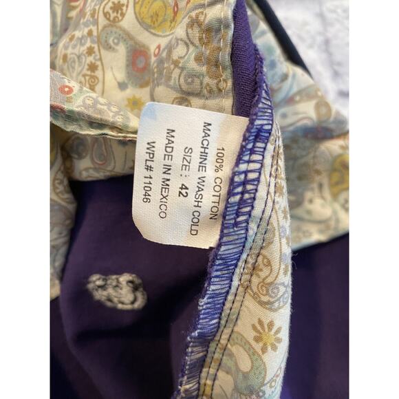 Mens Purple Bulldog Shorts 42 Washed Stoned & Beaten Embroidered 7” Inseam A357 - Picture 5 of 10